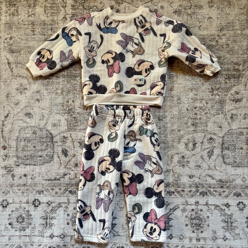 Disney Two-Piece Set - Cream with Multicolor Character Print